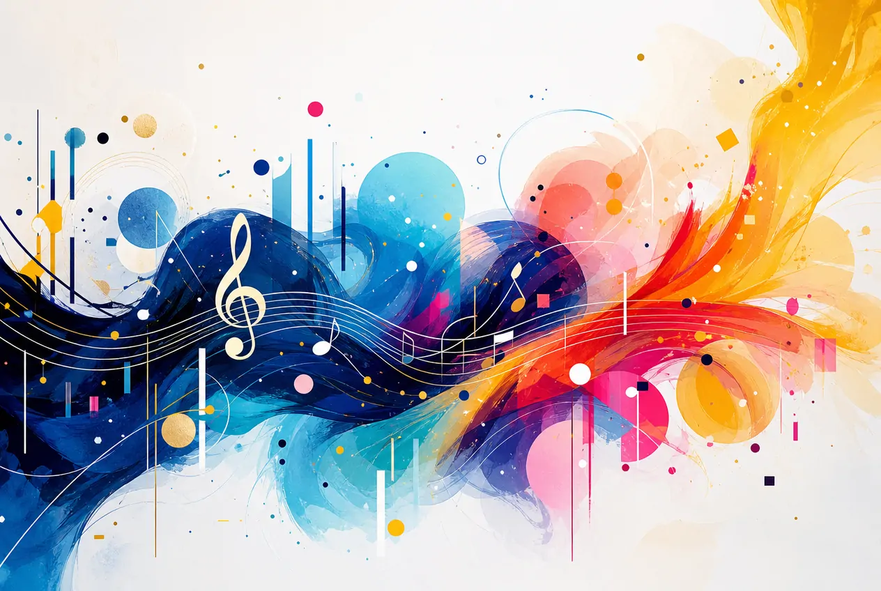 音楽を色と形に翻訳する抽象アート / 生成サンプル