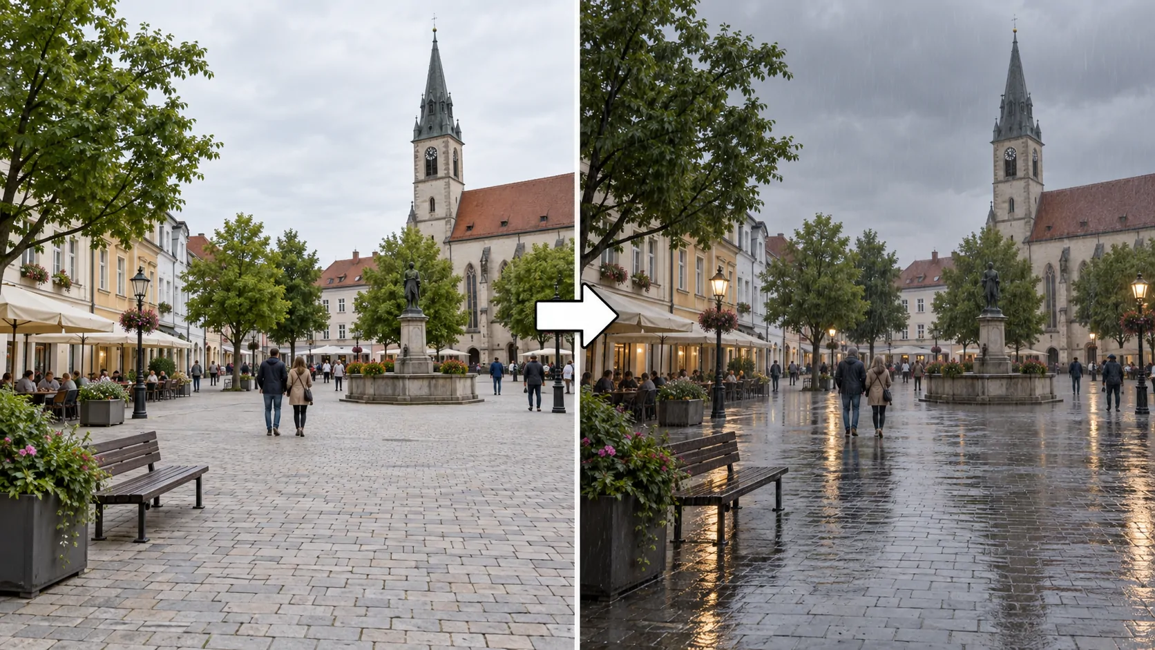 晴れの写真を雨に・雨の写真を晴れにする / 生成サンプル