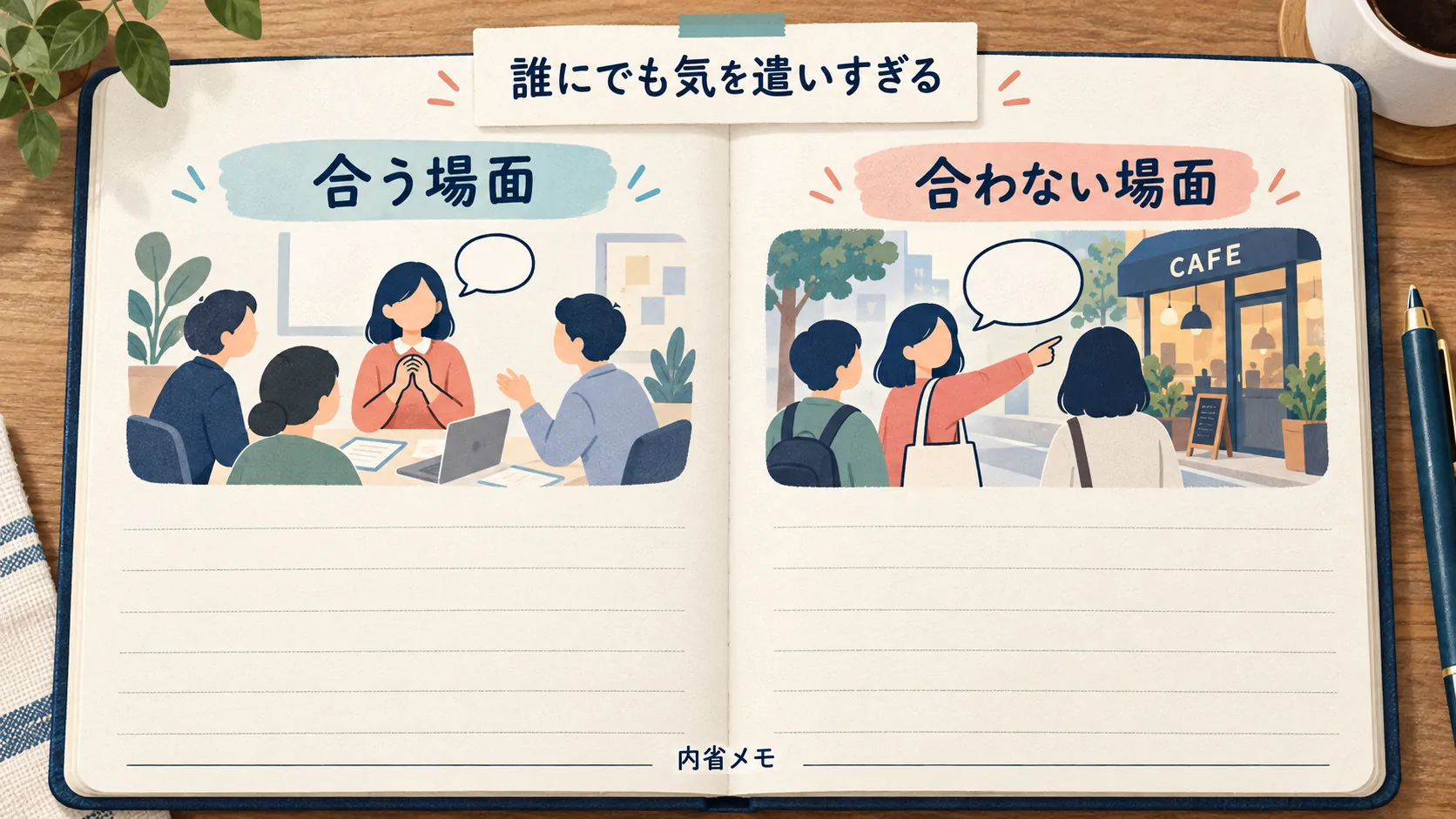 占い結果を受け取った後の内省：合う場面・合わない場面 / 内容を表すイメージ