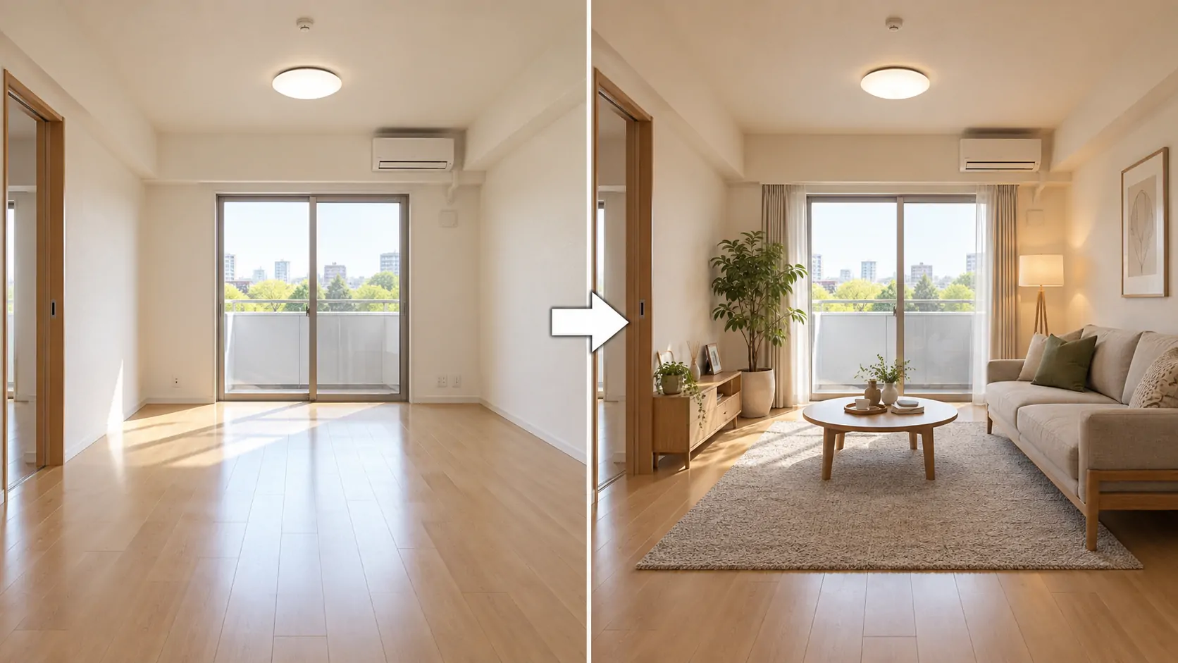 部屋の写真からインテリア変更案を作る / 生成サンプル