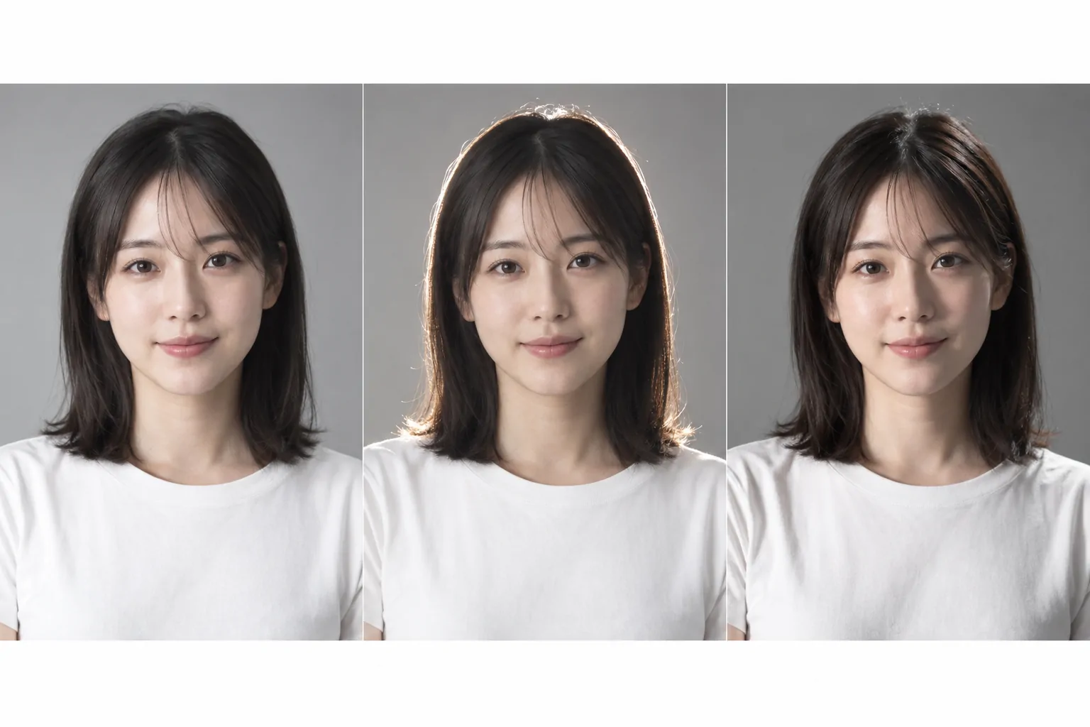 同じ被写体で光だけを3パターン比較 / 生成サンプル