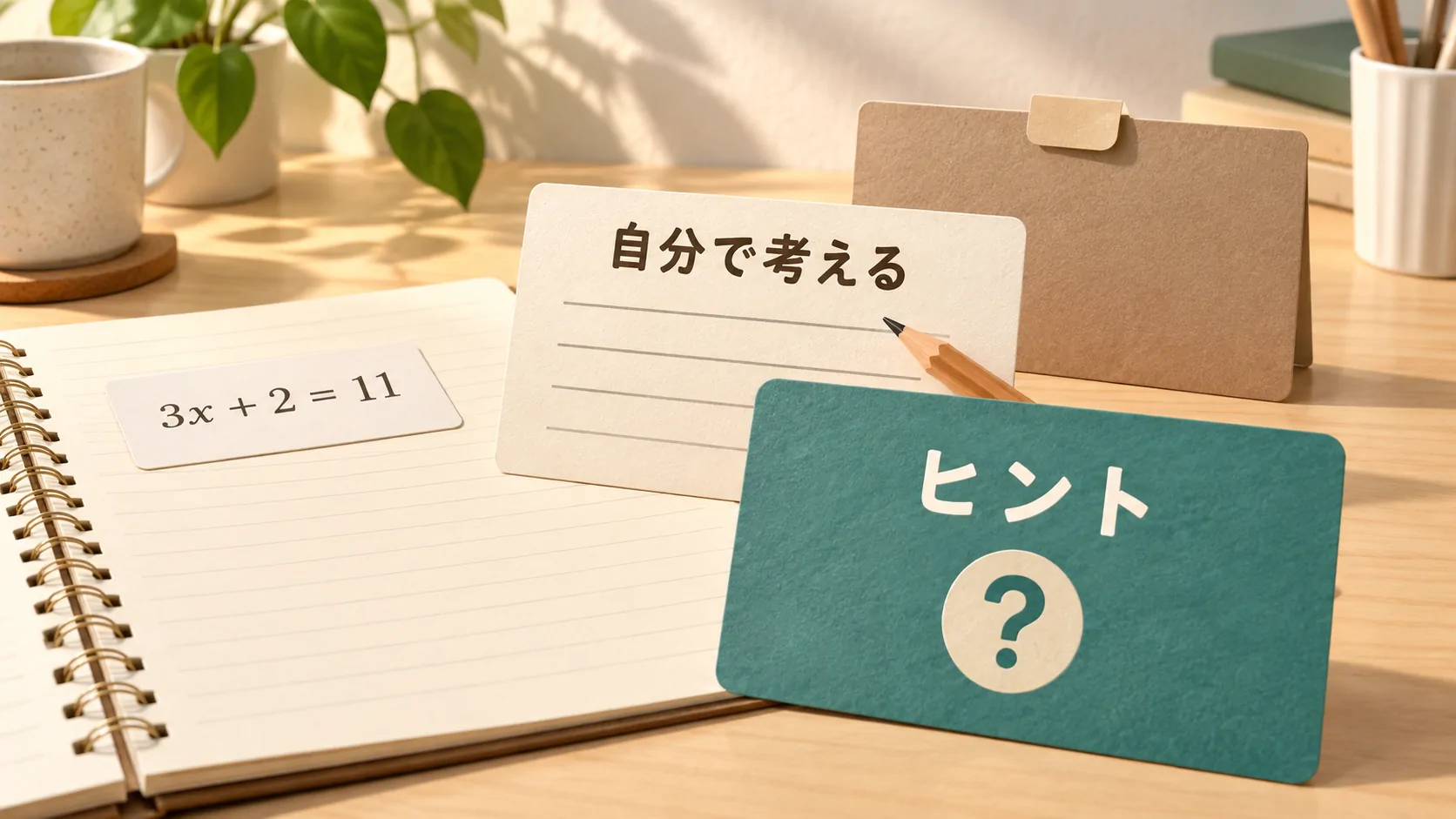 答えを見せず一段ずつヒントを出す追加指示 / 内容を表すイメージ